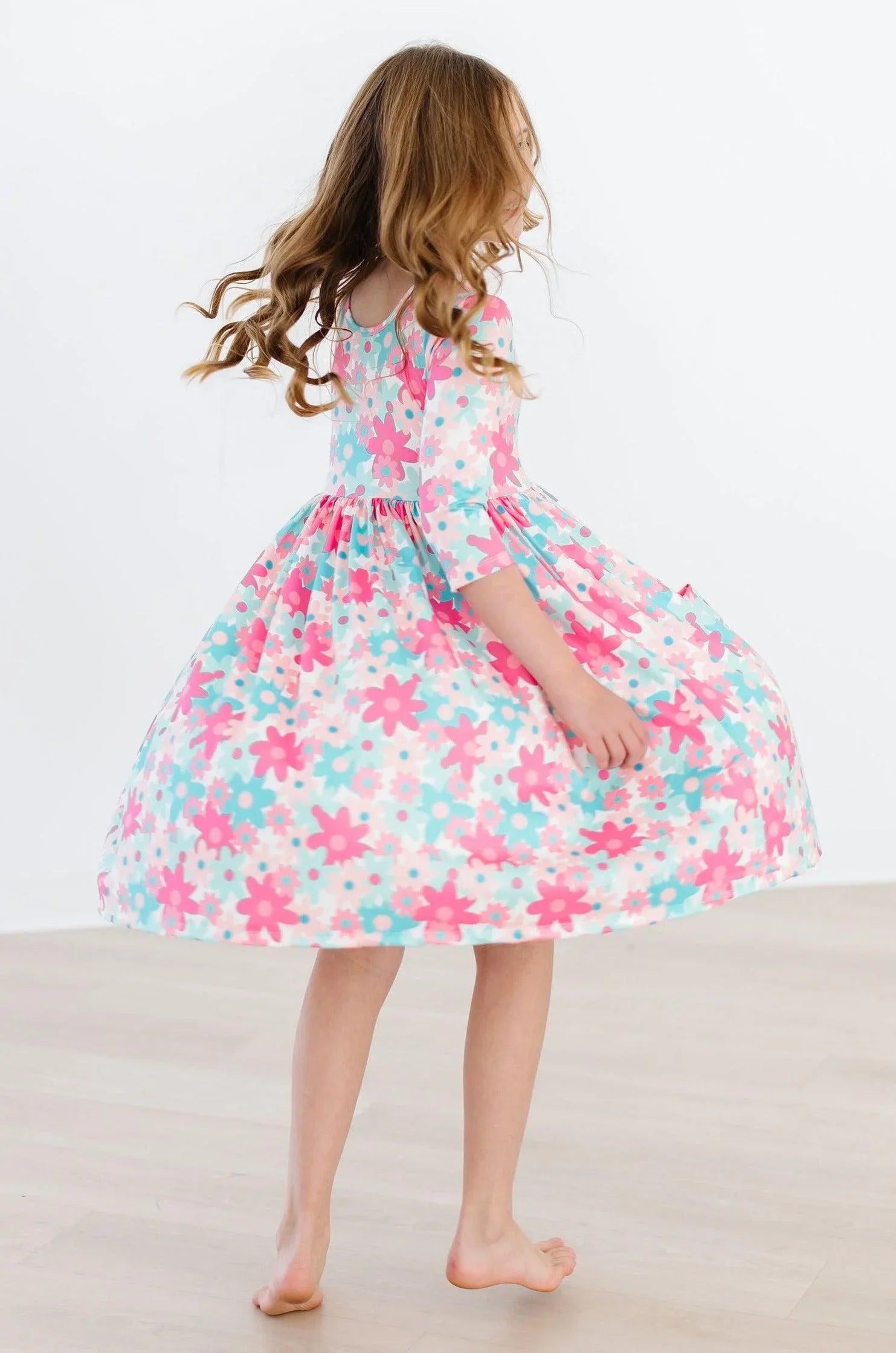 Petal Perfection 3/4 Sleeve Pocket Twirl Dress - Mila & Rose ® - Flyclothing LLC