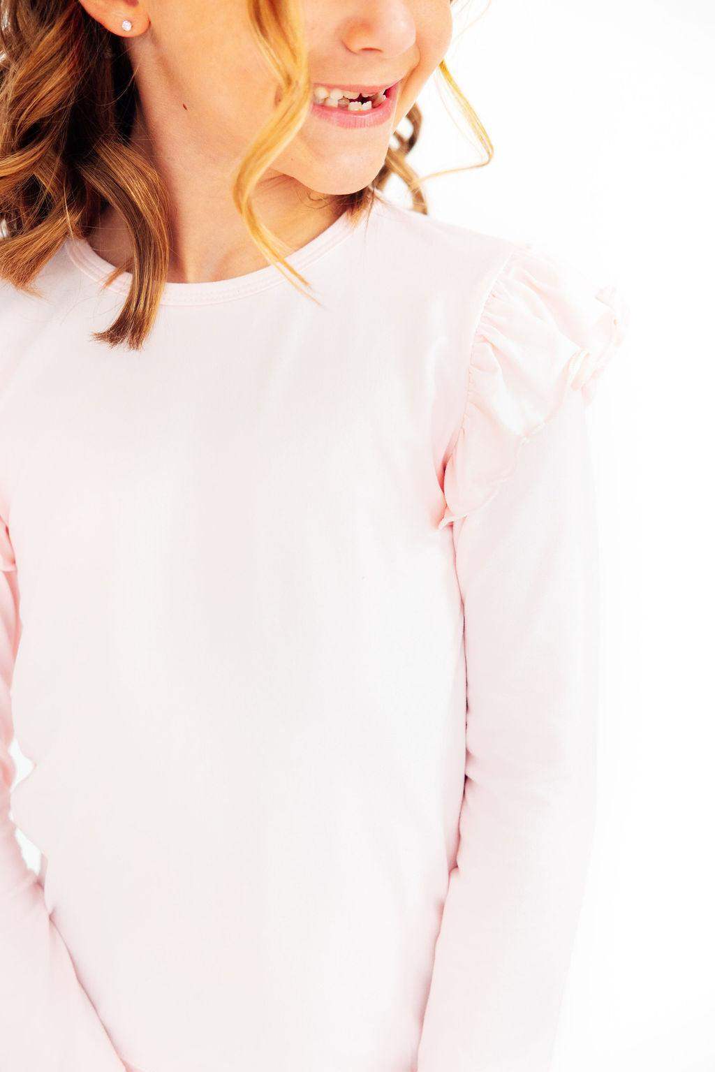 Petal Pink L/S Ruffle Tee - Mila & Rose ® - Flyclothing LLC