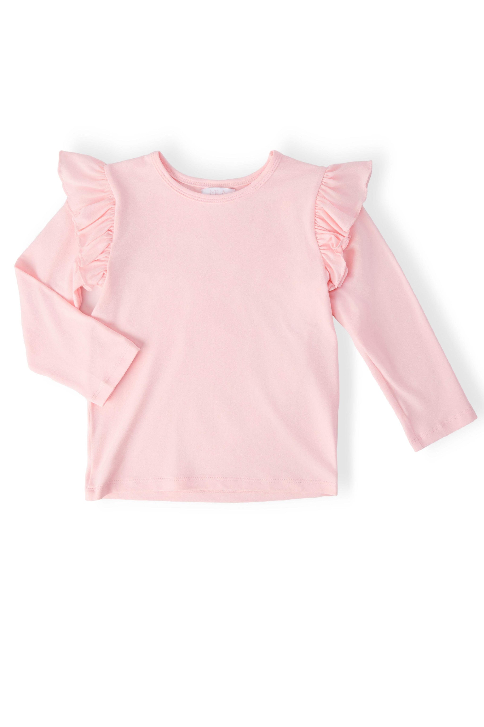Petal Pink L/S Ruffle Tee - Mila & Rose ® - Flyclothing LLC