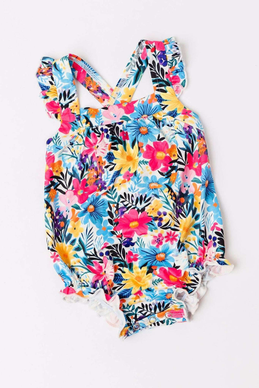 Petal Paradise Ruffle Cross Back Romper - Mila & Rose ® - Flyclothing LLC