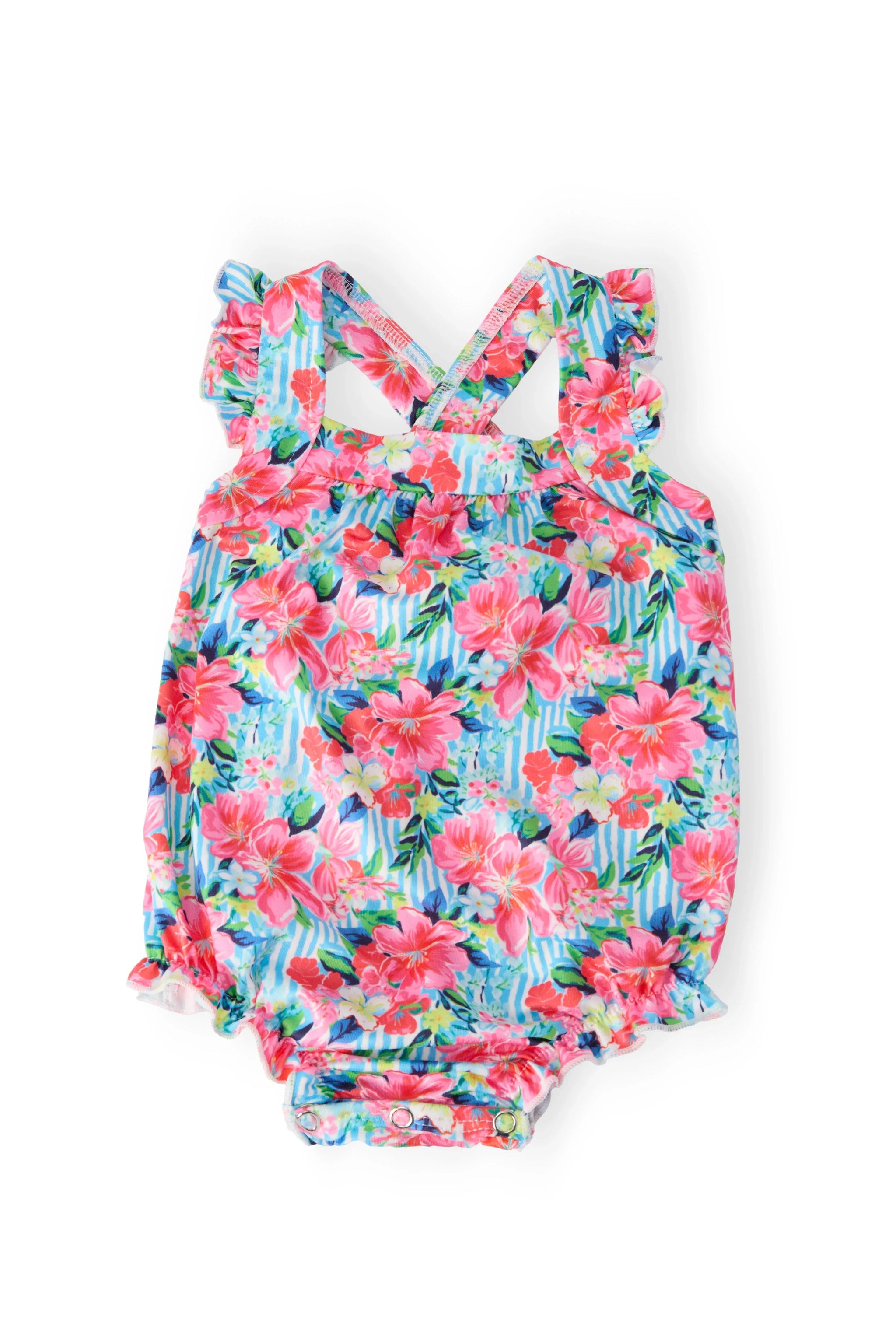 Petals in Paradise Ruffle Cross Back Romper - Mila & Rose ® - Flyclothing LLC