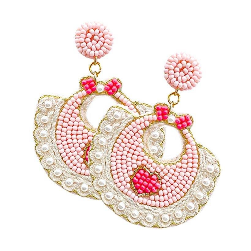 Felt Back Pearl Beaded Baby Bib Dangle Earrings - Madeline Love - Flyclothing LLC