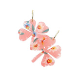 Flower Patterned Resin Clover Dangle Earrings - Madeline Love - Flyclothing LLC