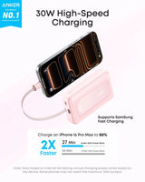 Anker Zolo Power Bank (10K, 30W) with a 5.4-inch (13.7 cm) built-in USB-C cable. - Anker - Flyclothing LLC
