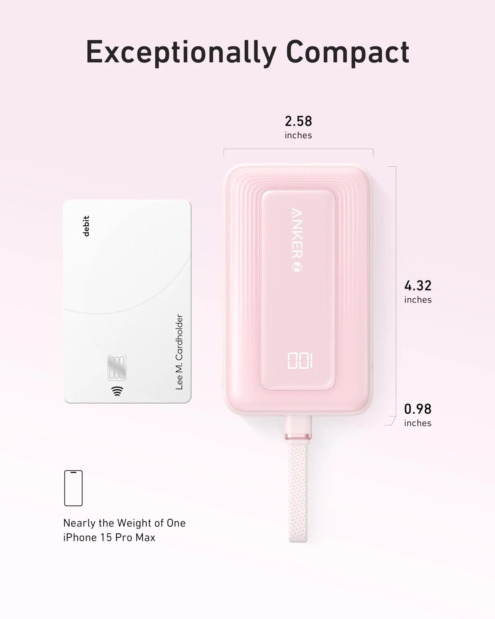 Anker Zolo Power Bank (10K, 30W) with a 5.4-inch (13.7 cm) built-in USB-C cable. - Anker - Flyclothing LLC