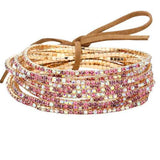 12PCS Ribbon Colorful Rhinestone Layered Stretch Bracelets - Madeline Love - Flyclothing LLC