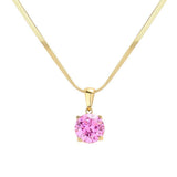 18K Gold Dipped Stainless Steel CZ Round Pendant Necklace - Madeline Love - Flyclothing LLC