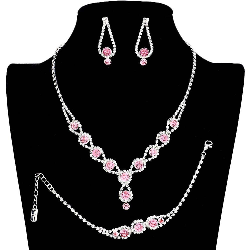 3PCS Rhinestone Bubble Necklace Jewelry Set - Madeline Love - Flyclothing LLC