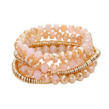 5PCS Faceted Heishi Beaded Multi Layered Stretch Bracelets - Madeline Love - Flyclothing LLC
