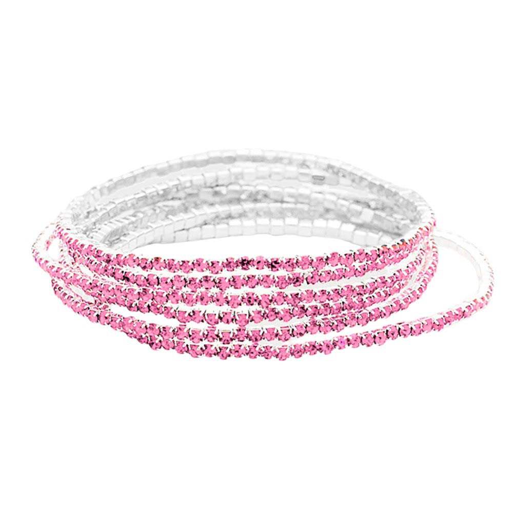 6PCS - Rhinestone Multi Layered Stretch Evening Bracelets - Madeline Love - Flyclothing LLC
