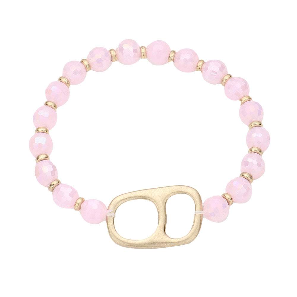 Abstract Metal Accented Faceted Beaded Stretch Bracelet - Madeline Love - Flyclothing LLC
