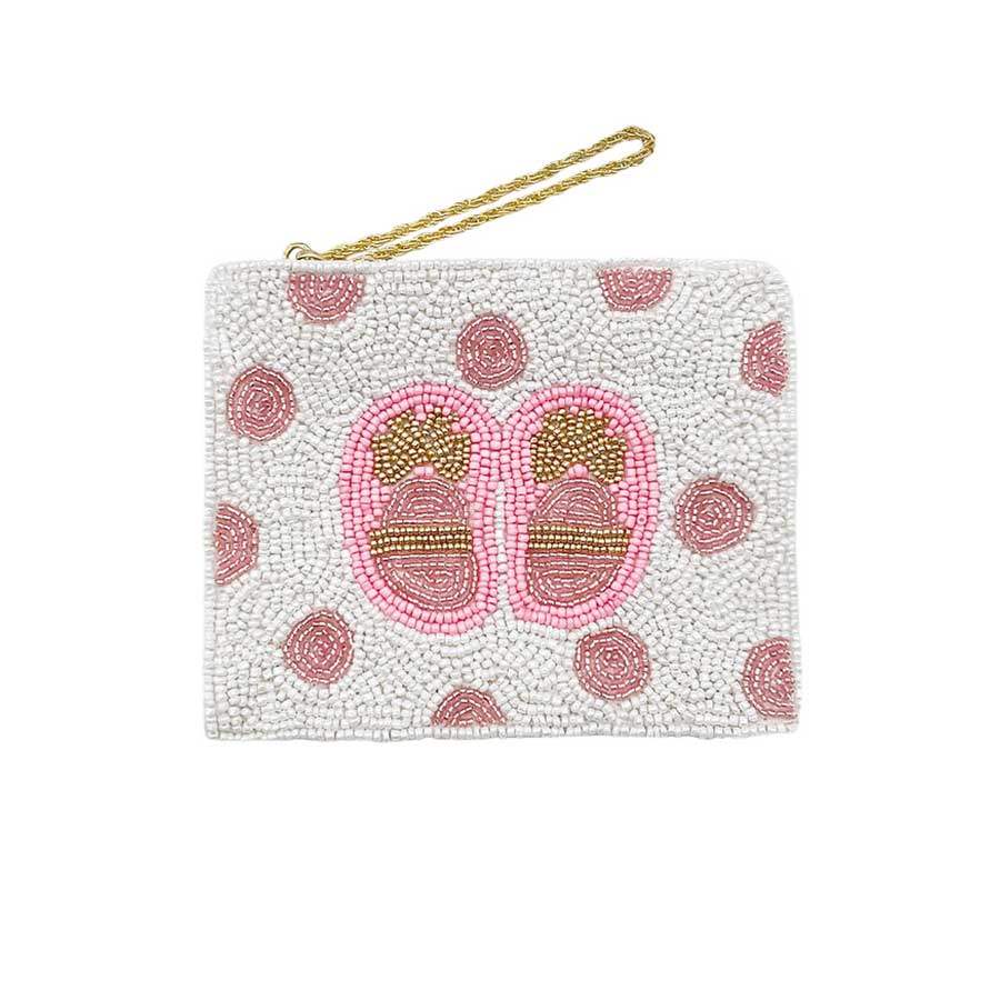 Baby Shoes Seed Beaded Mini Pouch Bag - Madeline Love - Flyclothing LLC