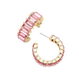 Baguette Stone Cluster Hoop Evening Earrings - Madeline Love - Flyclothing LLC