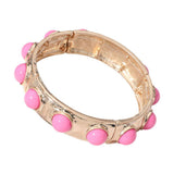 Bead Embellished Hammered Metal Stretch Bracelet - Madeline Love - Flyclothing LLC