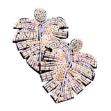 Beaded Tropical Leaf Dangle Earrings - Madeline Love - Flyclothing LLC