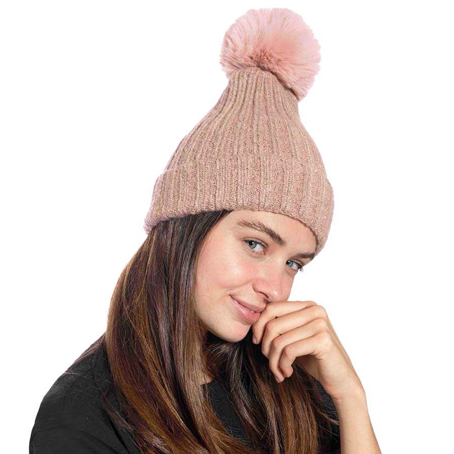 Beautiful Cable Knit Pom Pom Beanie Hat - Madeline Love - Flyclothing LLC