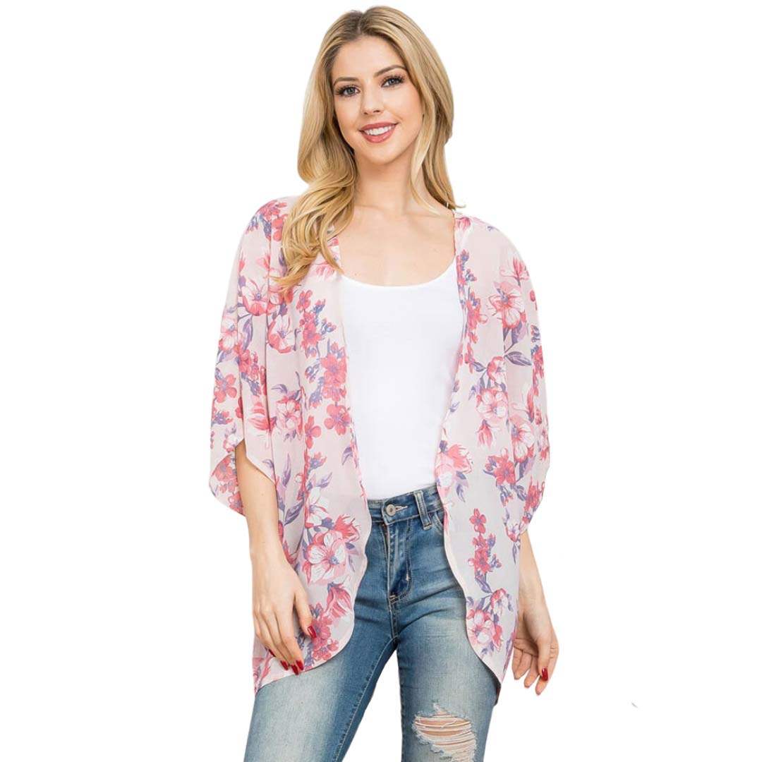 Beautiful Flower Patterned Cover Up Kimono Poncho - Madeline Love - Flyclothing LLC