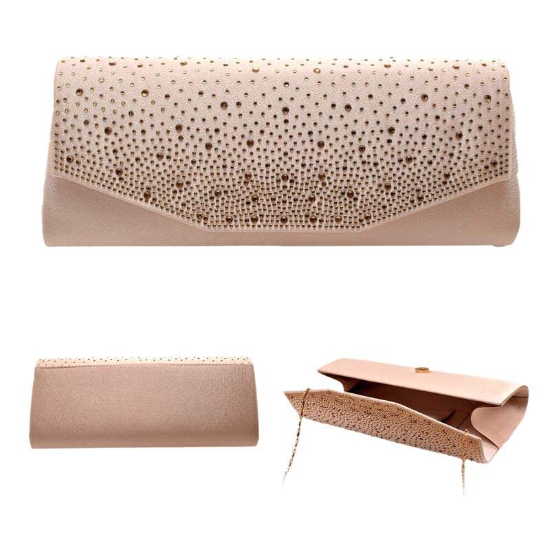 Bling Solid Rectangle Evening Clutch Crossbody Bag - Madeline Love - Flyclothing LLC