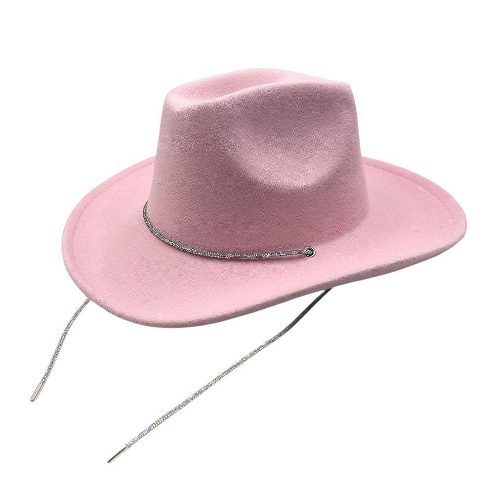 Bling Strap Band Pointed Cowboy Fedora Hat - Madeline Love - Flyclothing LLC