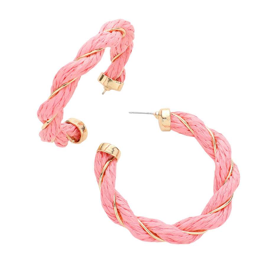 Braided Raffia Hoop Earrings - Madeline Love - Flyclothing LLC