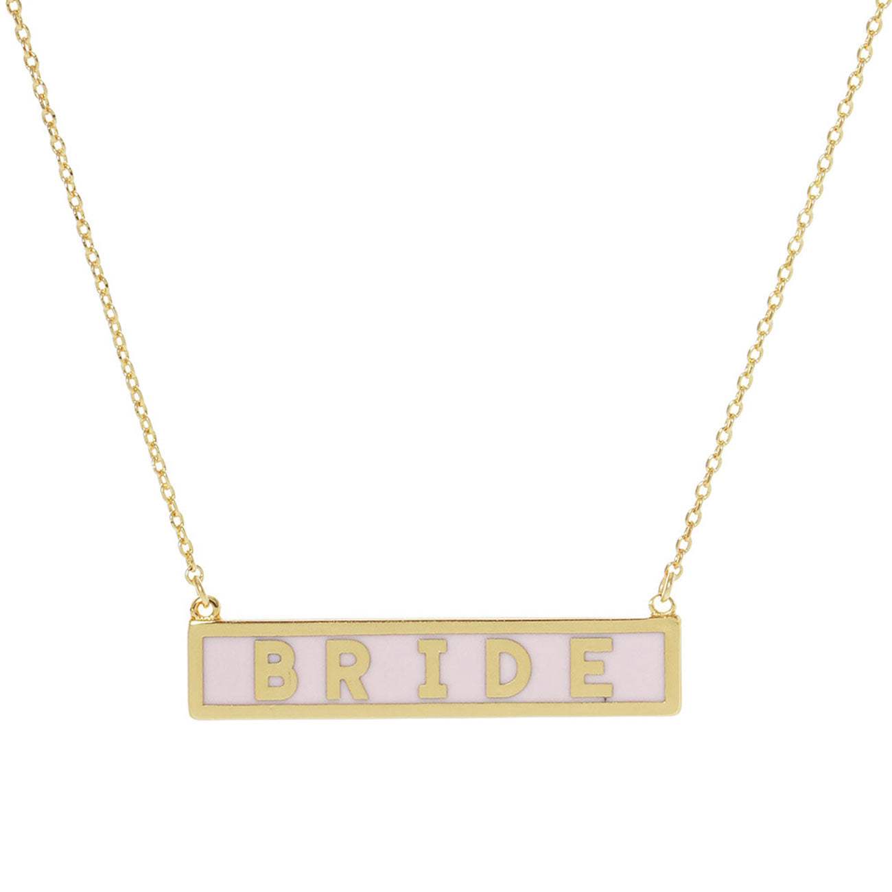 Bride Gold Dipped Enamel Rectangle Message Pendant Necklace - Madeline Love - Flyclothing LLC