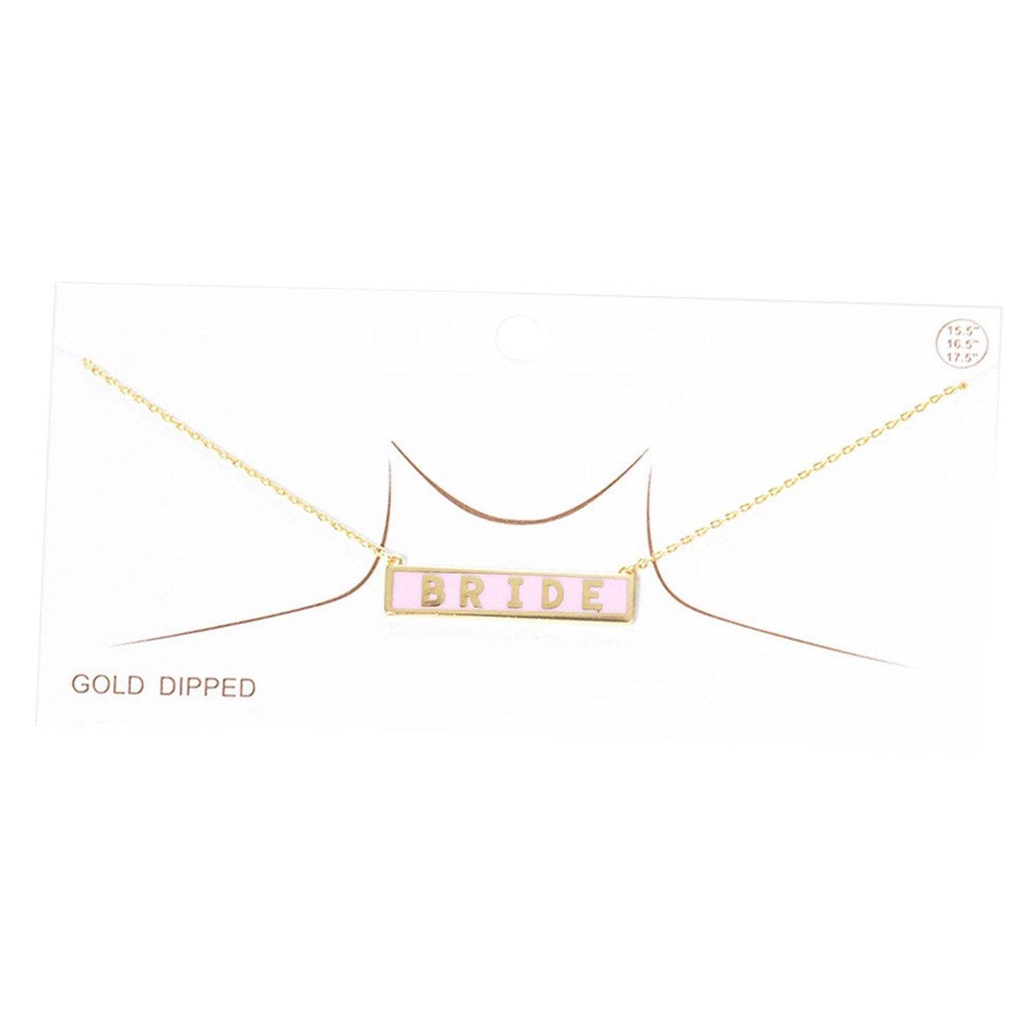Bride Gold Dipped Enamel Rectangle Message Pendant Necklace - Madeline Love - Flyclothing LLC