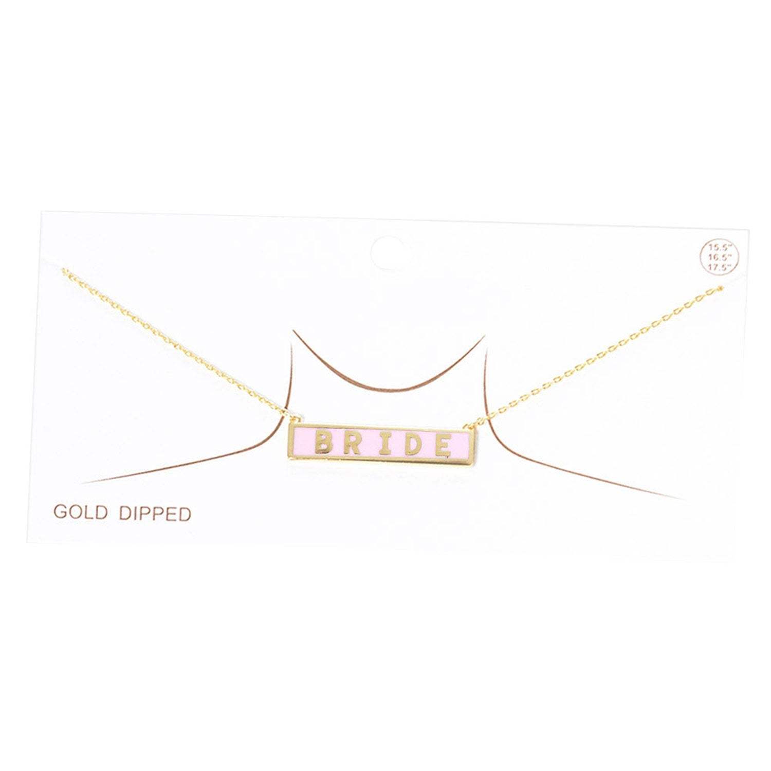 Bride Gold Dipped Enamel Rectangle Message Pendant Necklace - Madeline Love - Flyclothing LLC
