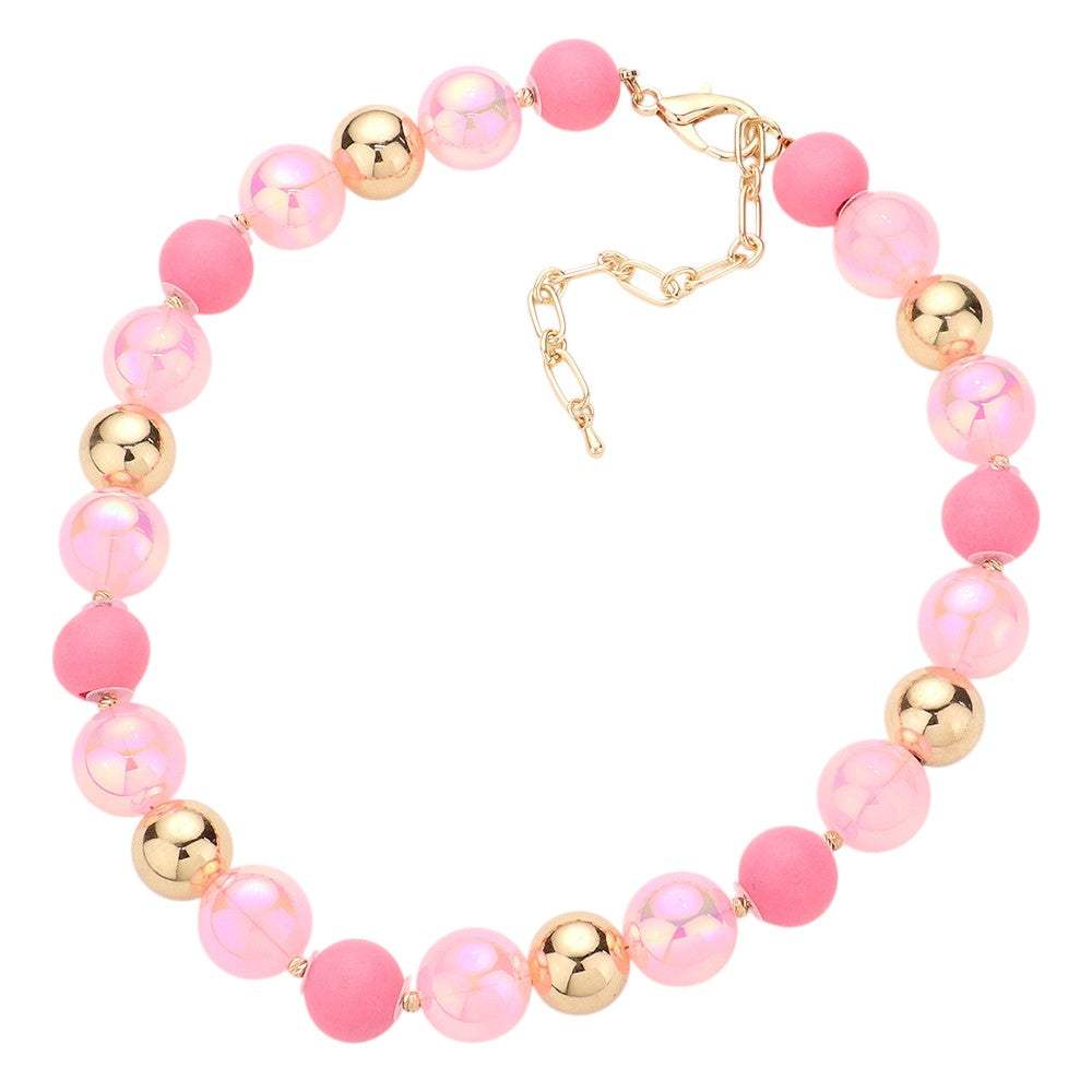 Chunky Glass Metal Ball Beaded Necklace - Madeline Love - Flyclothing LLC