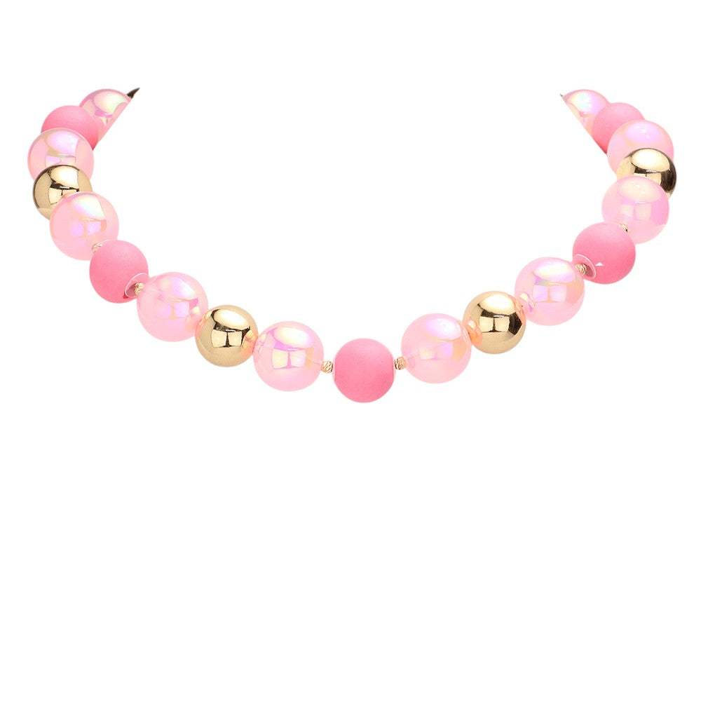 Chunky Glass Metal Ball Beaded Necklace - Madeline Love - Flyclothing LLC