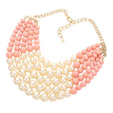 Chunky Multi Strand Pearl Bib Necklace - Madeline Love - Flyclothing LLC