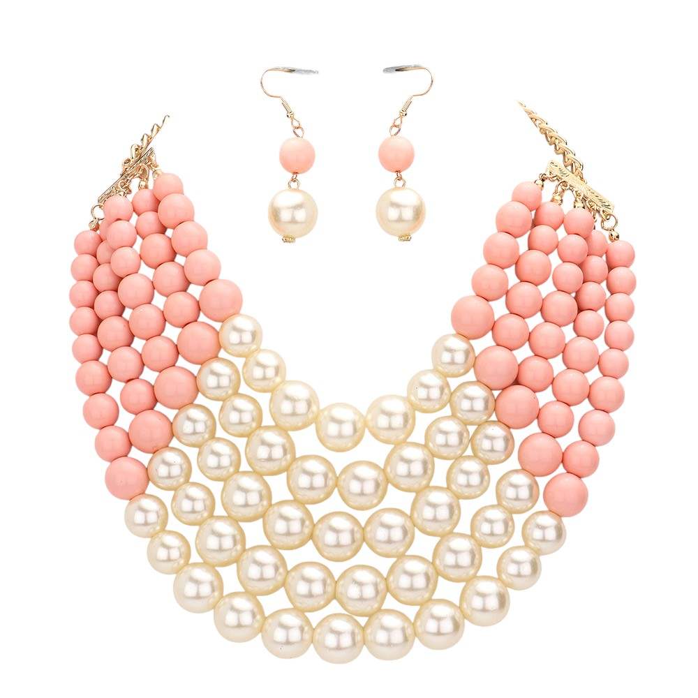 Chunky Multi Strand Pearl Bib Necklace - Madeline Love - Flyclothing LLC