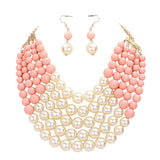 Chunky Multi Strand Pearl Bib Necklace - Madeline Love - Flyclothing LLC