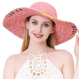 Color Edged Straw Floppy Sun Hat - Madeline Love - Flyclothing LLC