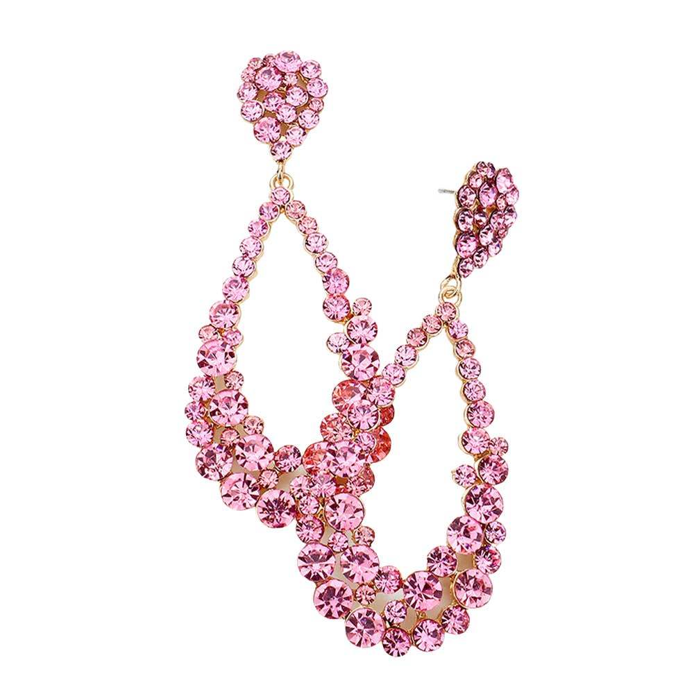 Crystal Bubble Cluster Teardrop Evening Earrings - Madeline Love - Flyclothing LLC