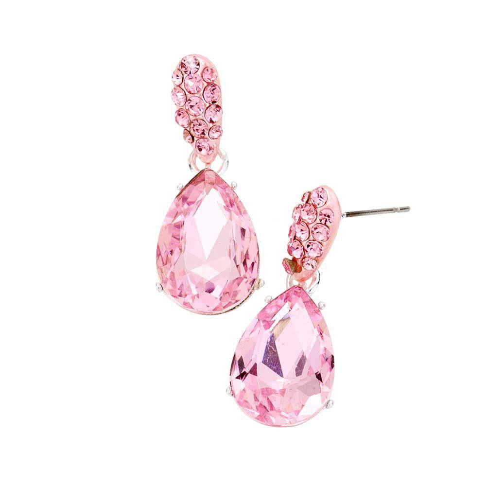 Crystal Teardrop Rhinestone Pave Evening Earrings - Madeline Love - Flyclothing LLC