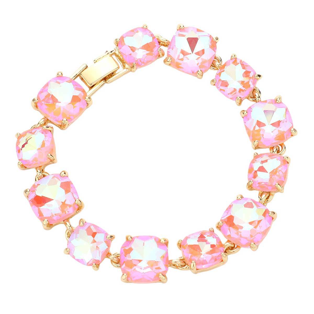 Cushion Square Stone Link Evening Bracelet - Madeline Love - Flyclothing LLC
