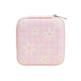 Daisy Flower Checkered Pattern Portable Square Jewelry Box - Madeline Love - Flyclothing LLC