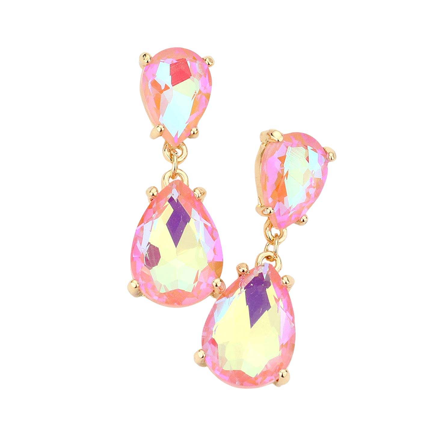 Double Teardrop Link Dangle Evening Earrings - Madeline Love - Flyclothing LLC
