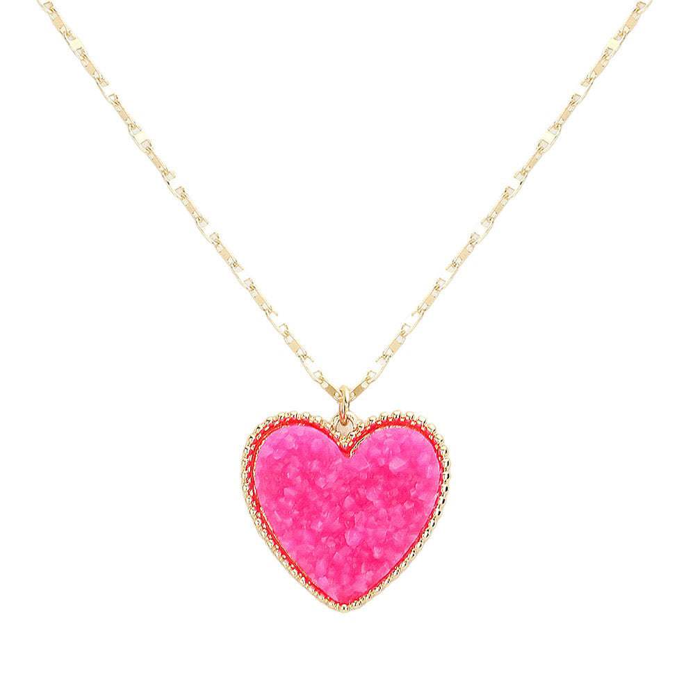 Druzy Heart Pendant Necklace - Madeline Love - Flyclothing LLC