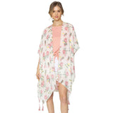 Elegant Flower Printed Cover Up Kimono Poncho - Madeline Love - Flyclothing LLC
