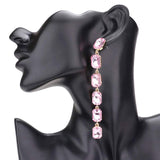 Emerald Cut Stone Link Dangle Evening Earrings - Madeline Love - Flyclothing LLC