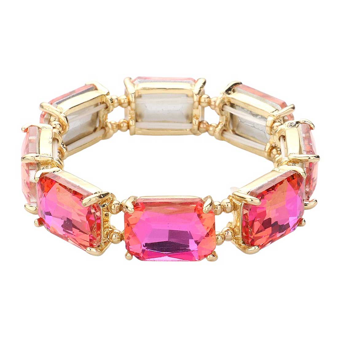 Emerald Cut Stone Stretch Evening Bracelet - Madeline Love - Flyclothing LLC