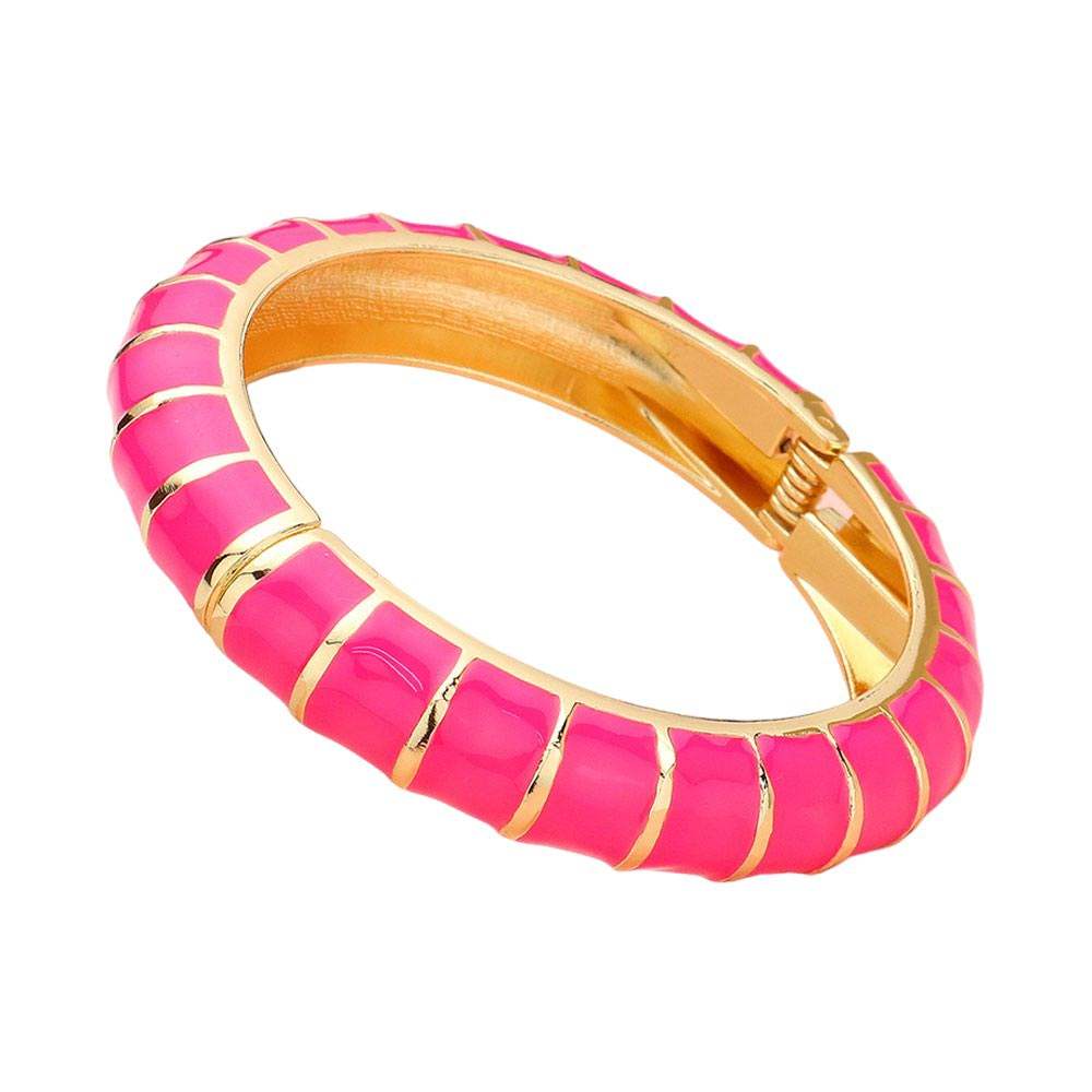 Enamel Bamboo Hinged Bangle Bracelet - Madeline Love - Flyclothing LLC