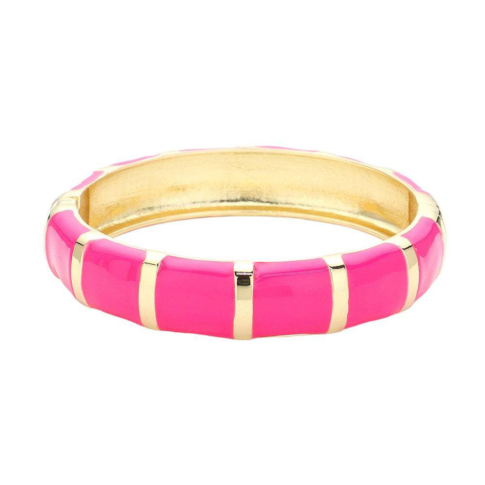 Enamel Bamboo Hinged Bangle Bracelet - Madeline Love - Flyclothing LLC