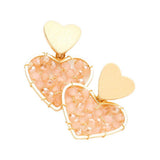 Faceted Bead Wrapped Heart Link Dangle Earrings - Madeline Love - Flyclothing LLC