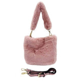 Fashionable Solid Faux Fur Tote Crossbody Bag - Madeline Love - Flyclothing LLC