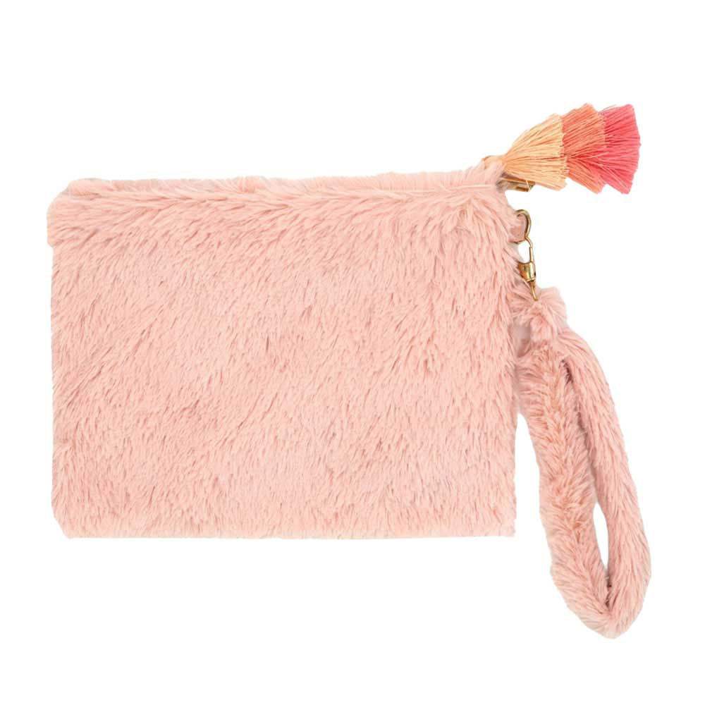 Faux Fur Tassel Pouch With Wristlet - Madeline Love - Flyclothing LLC