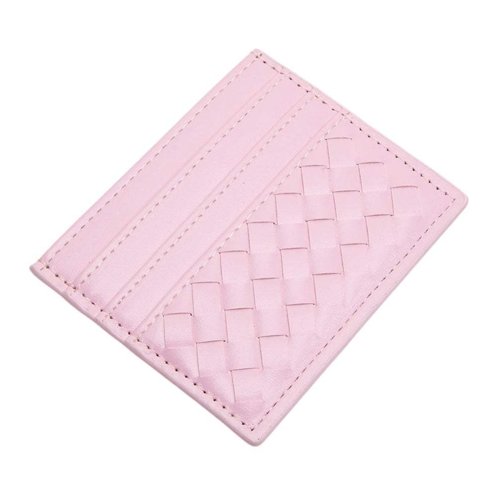 Faux Leather Basket Weave Card Holder Wallet - Madeline Love - Flyclothing LLC