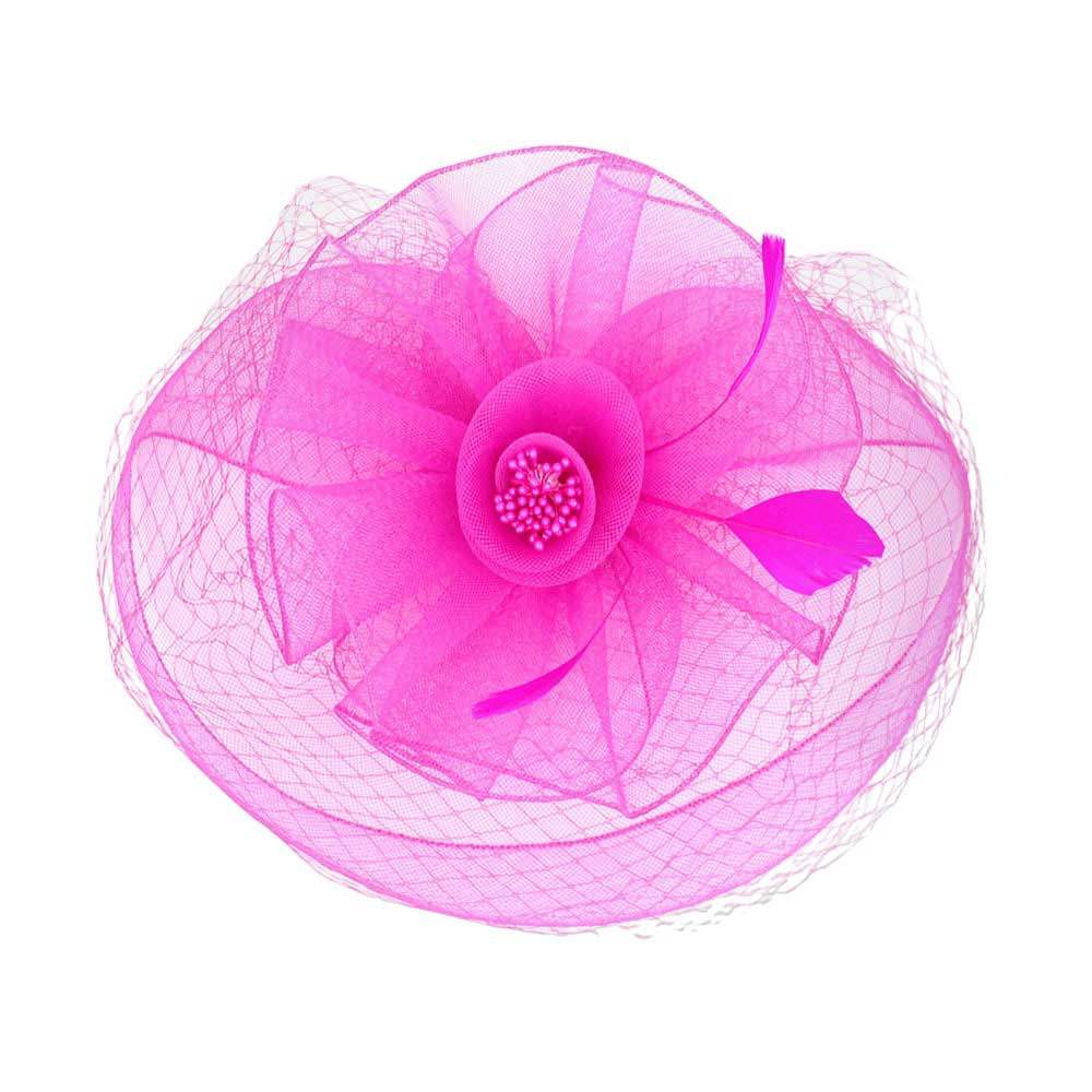 Feather Mesh Flower Fascinator Headband - Madeline Love - Flyclothing LLC
