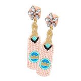 Felt Back Beaded Champagne Dangle Earrings - Madeline Love - Flyclothing LLC